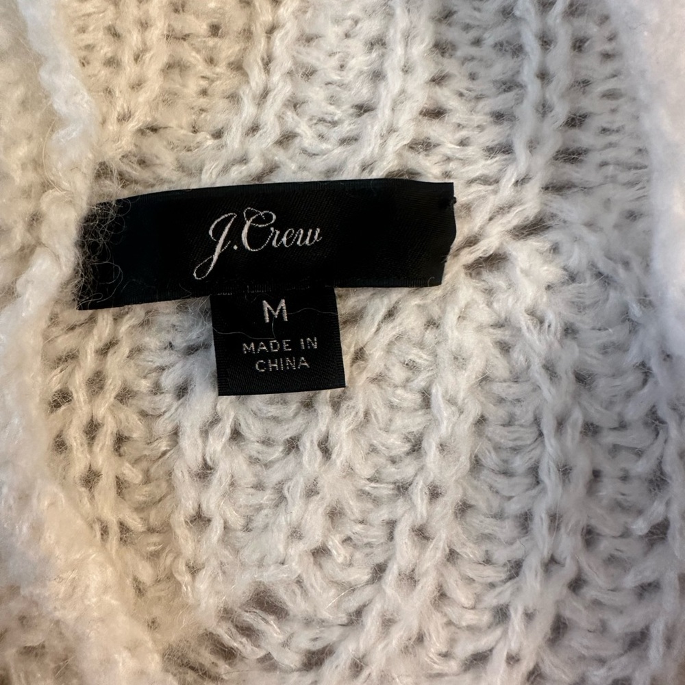 J.Crew Pointelle Alpaca Blend Loose Knit Cable Sweater - Womens Medium - Ivory - Picture 4 of 4